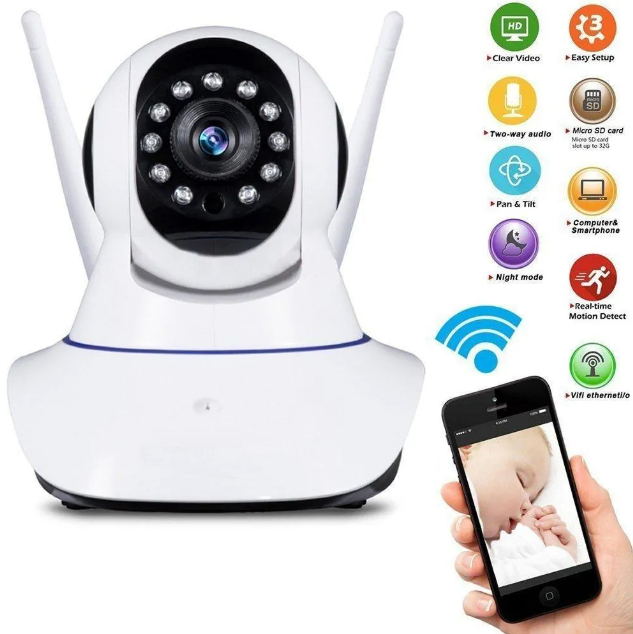 Cámara De Seguridad Ip Wifi 3 Antenas