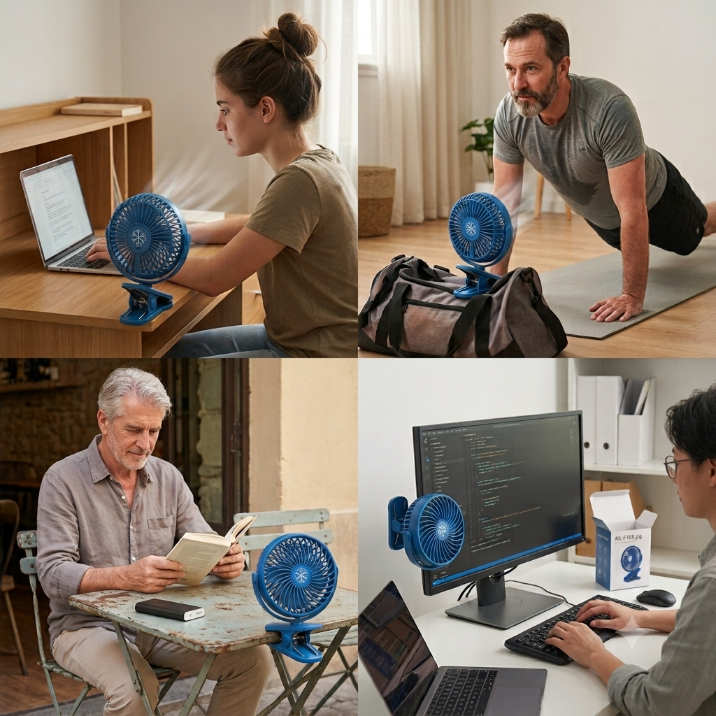 Ventilador recargable con pinza