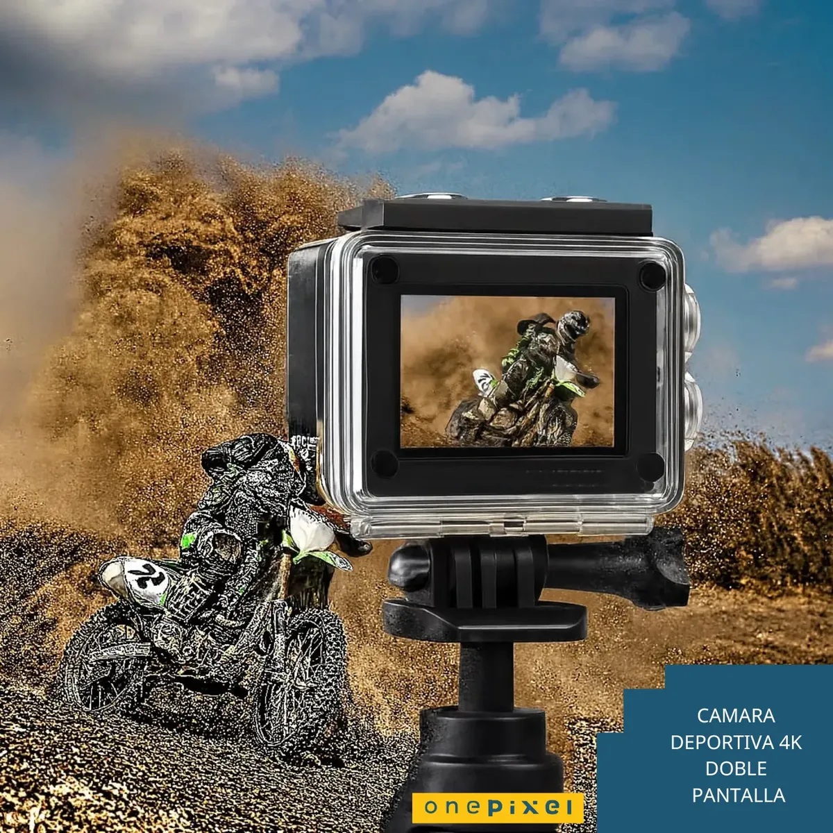 CAMARA MOTO DOBLE PANTALLA TACTIL 4K